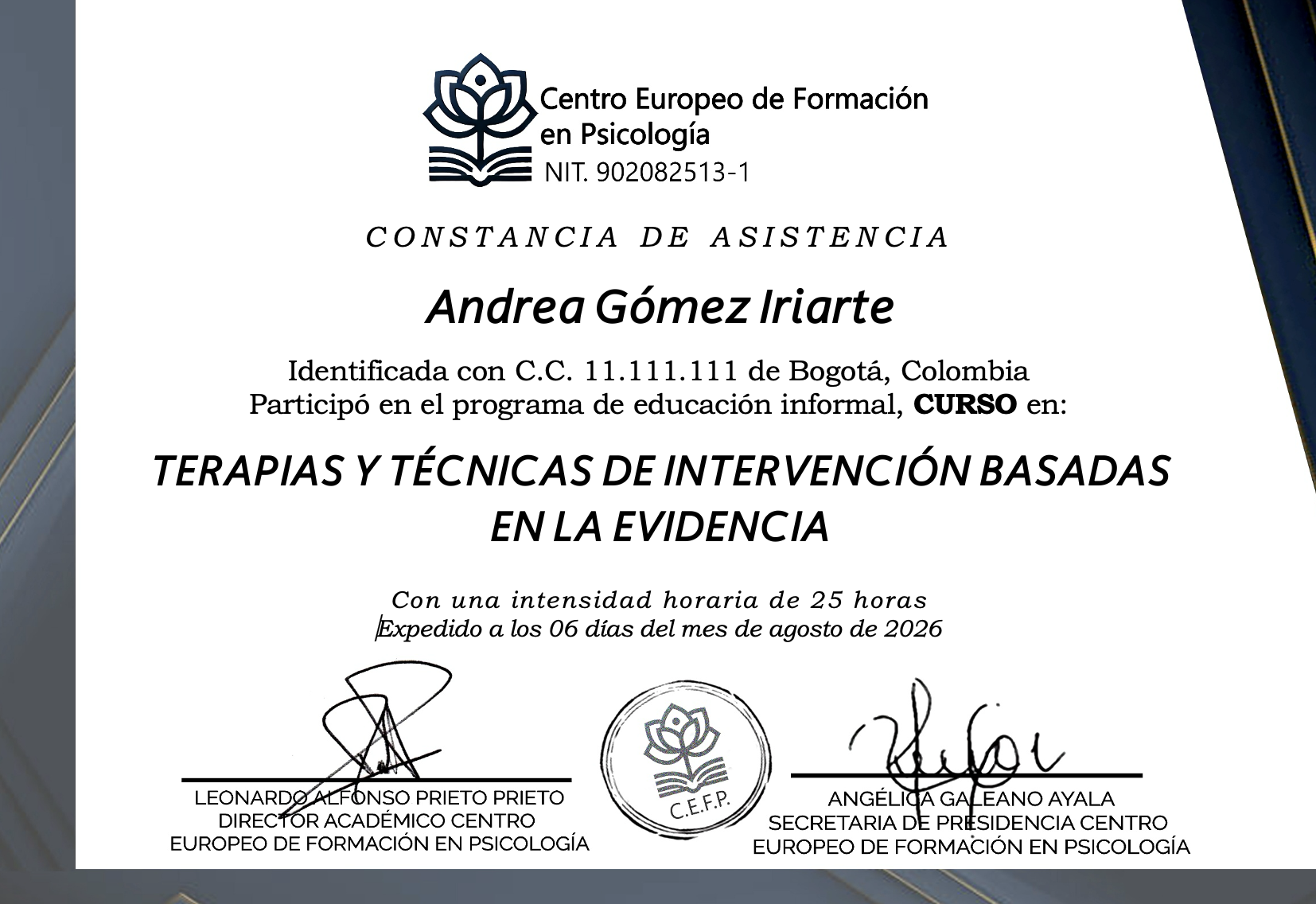 Certificado en Terapias y Técnicas de Intervención Basadas en la Evidencia